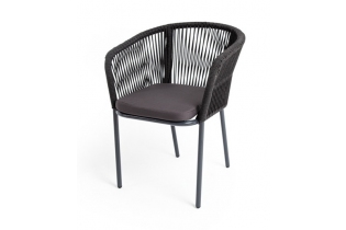 MR1002090 стул из роупа, каркас алюминий темно-серый шагрень, роуп темно-серый, ткань темно-серая